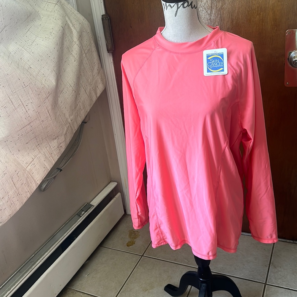 Sun & Sky Woman’s SUN PROTECTION SHIRT Coral Peach LS Adult Swim Shirt UPF 50+